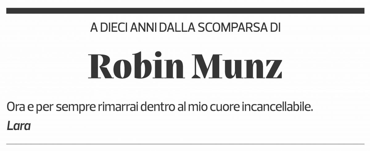 Annuncio funebre Robin Munz