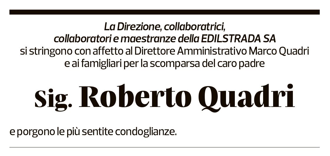 Annuncio funebre Roberto Quadri