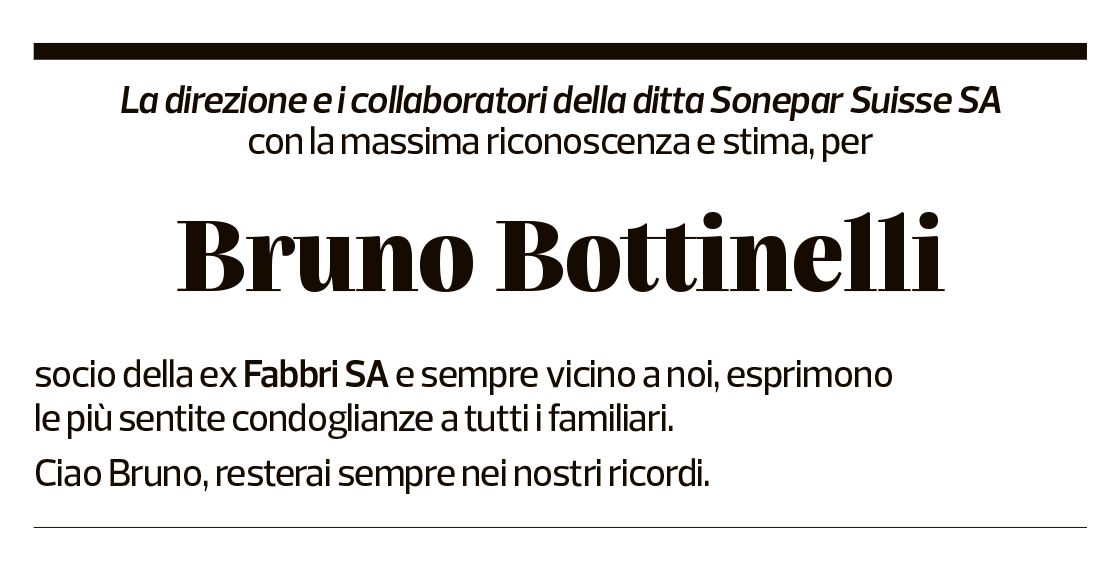 Annuncio funebre Bruno Bottinelli