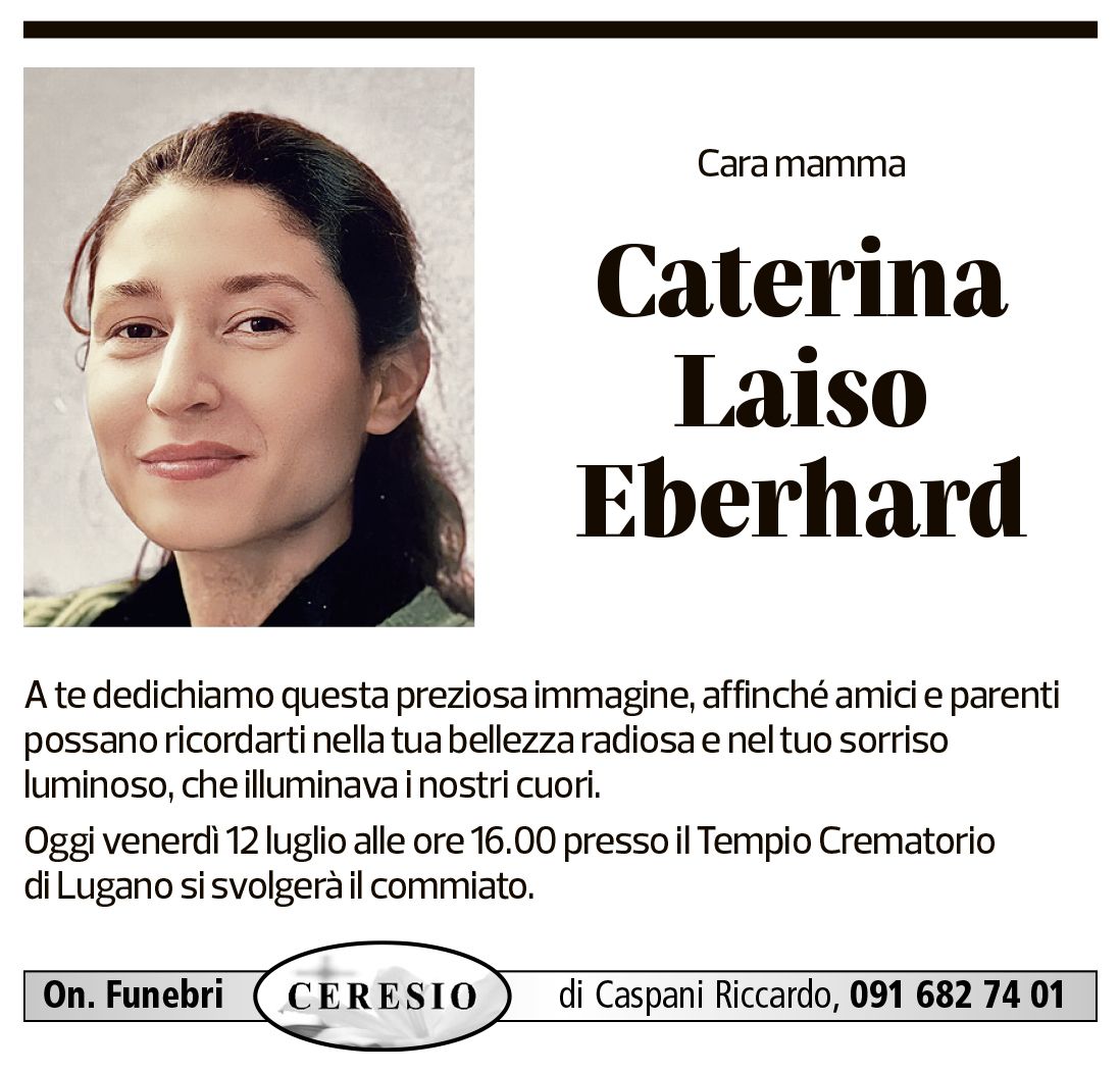 Annuncio funebre Caterina Laiso Eberhard