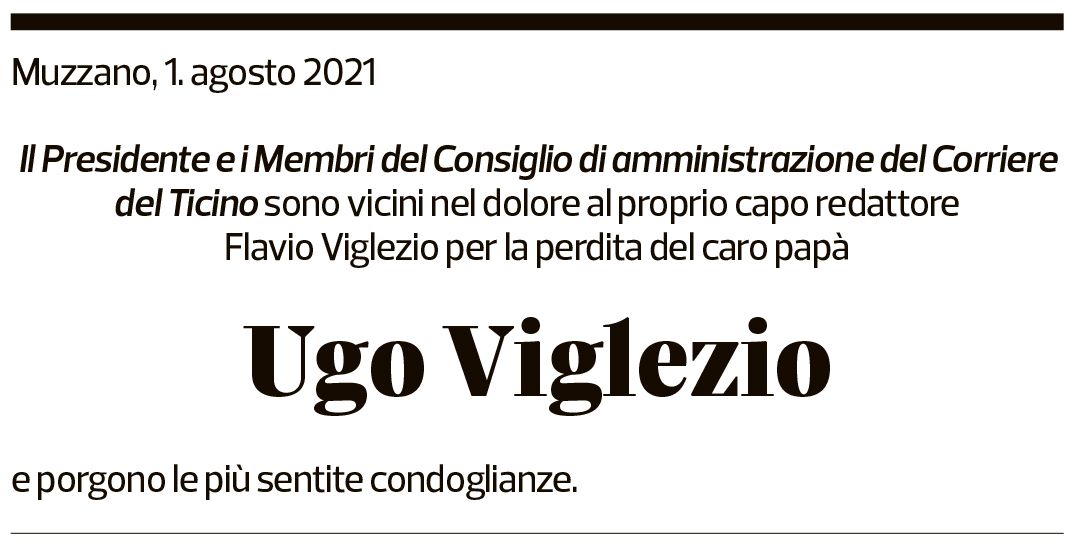 Annuncio funebre Ugo Viglezio