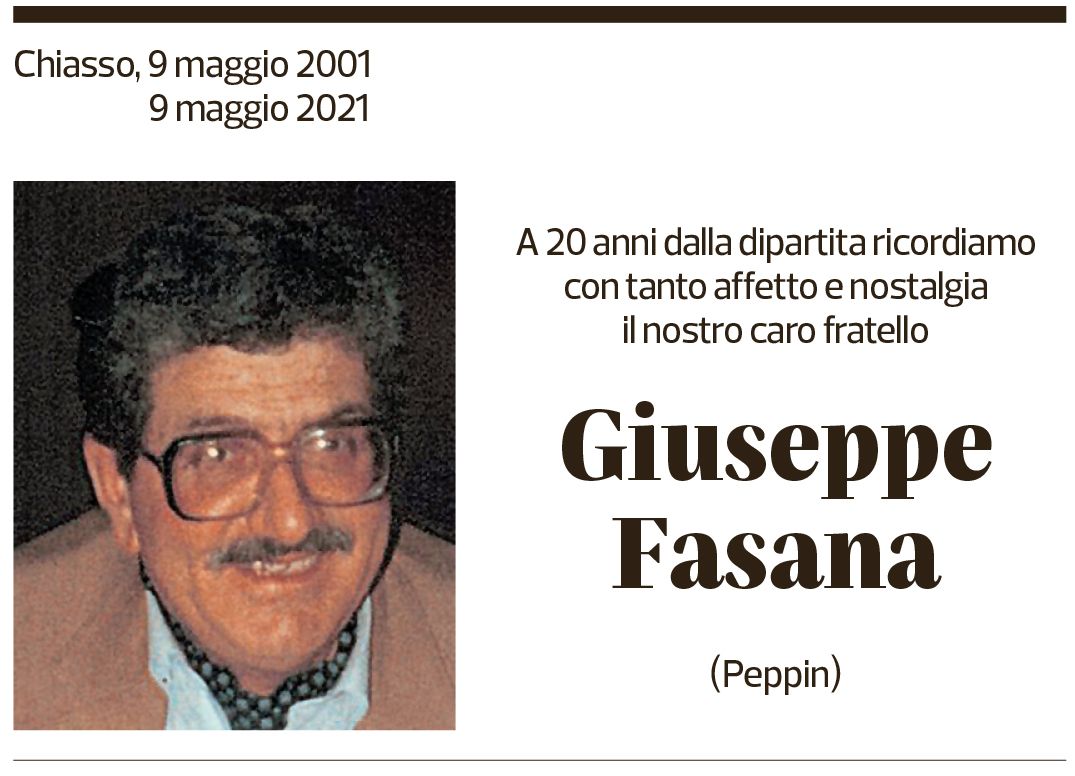 Annuncio funebre Giuseppe Fasana