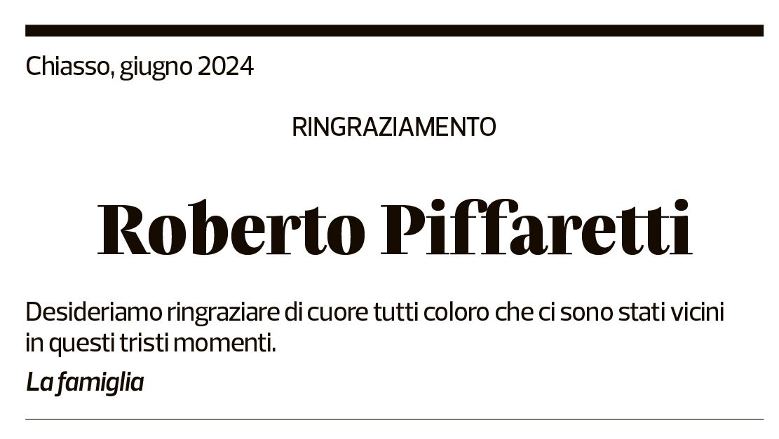 Annuncio funebre Roberto Piffaretti