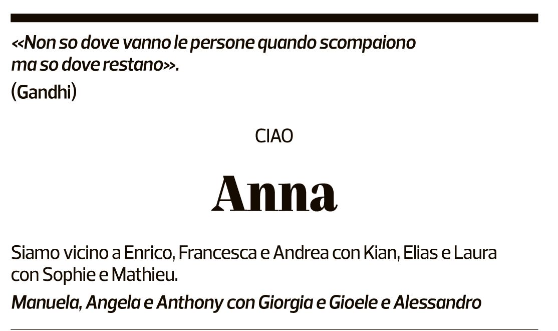 Annuncio funebre Annalisa Pesenti