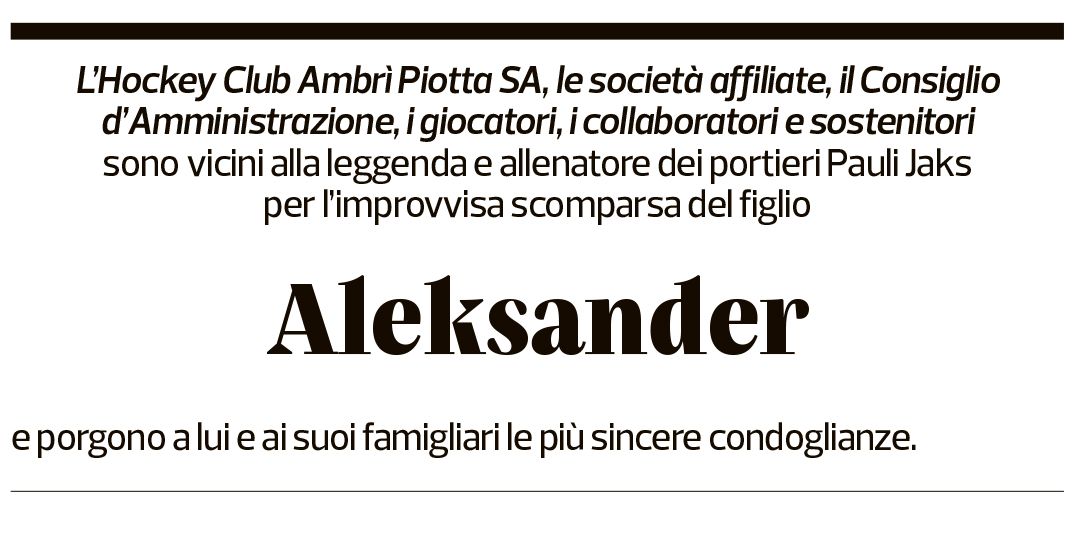 Annuncio funebre Aleksander Jaks