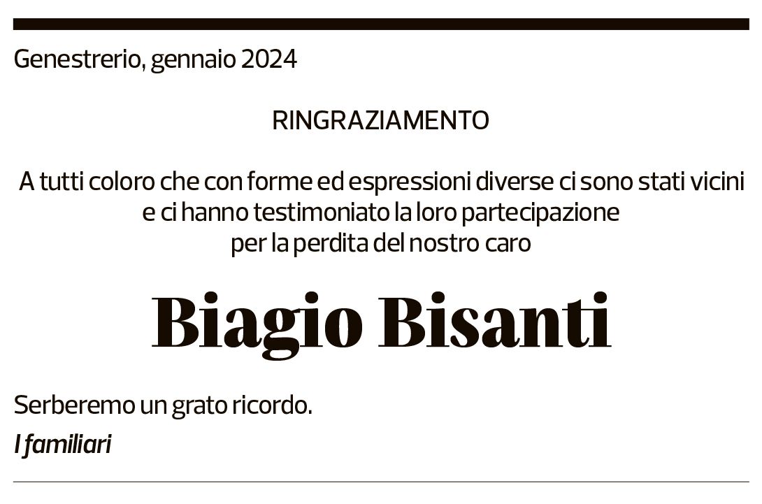 Annuncio funebre Biagio Bisanti