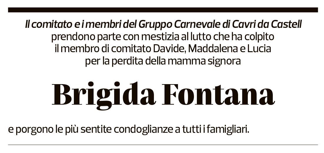 Annuncio funebre Brigida Fontana