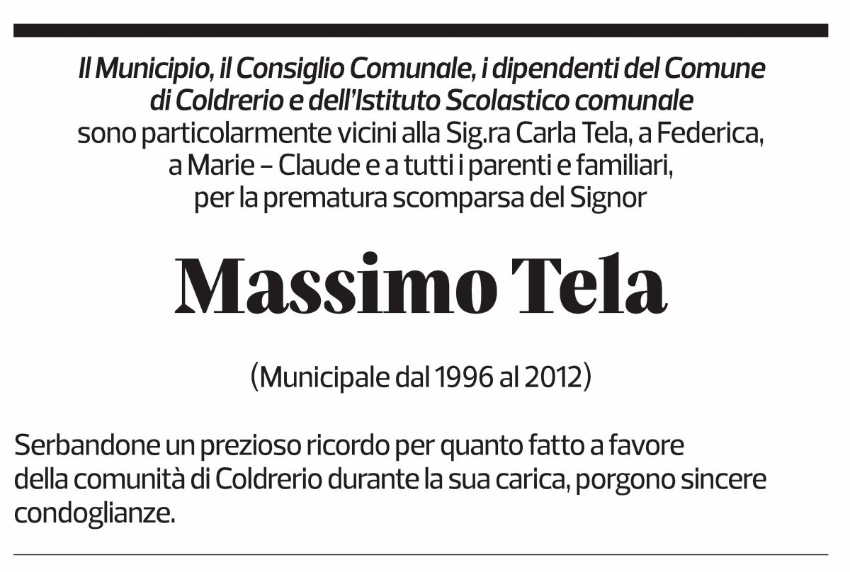 Annuncio funebre Massimo Tela