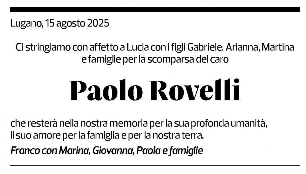 Annuncio funebre Paolo Rovelli