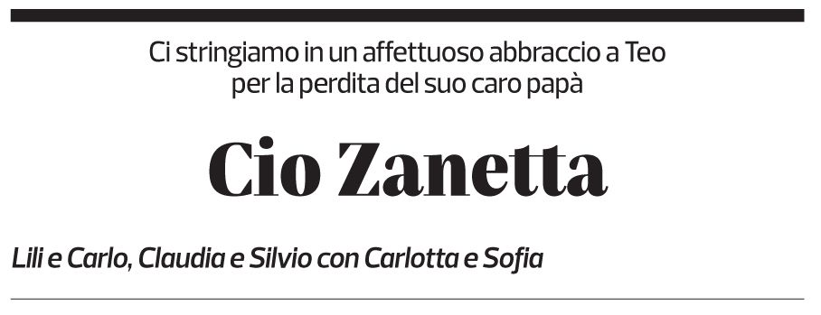 Annuncio funebre Cio Zanetta