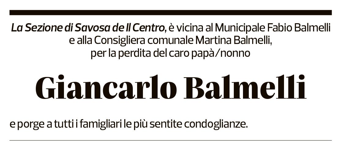 Annuncio funebre Giancarlo Balmelli