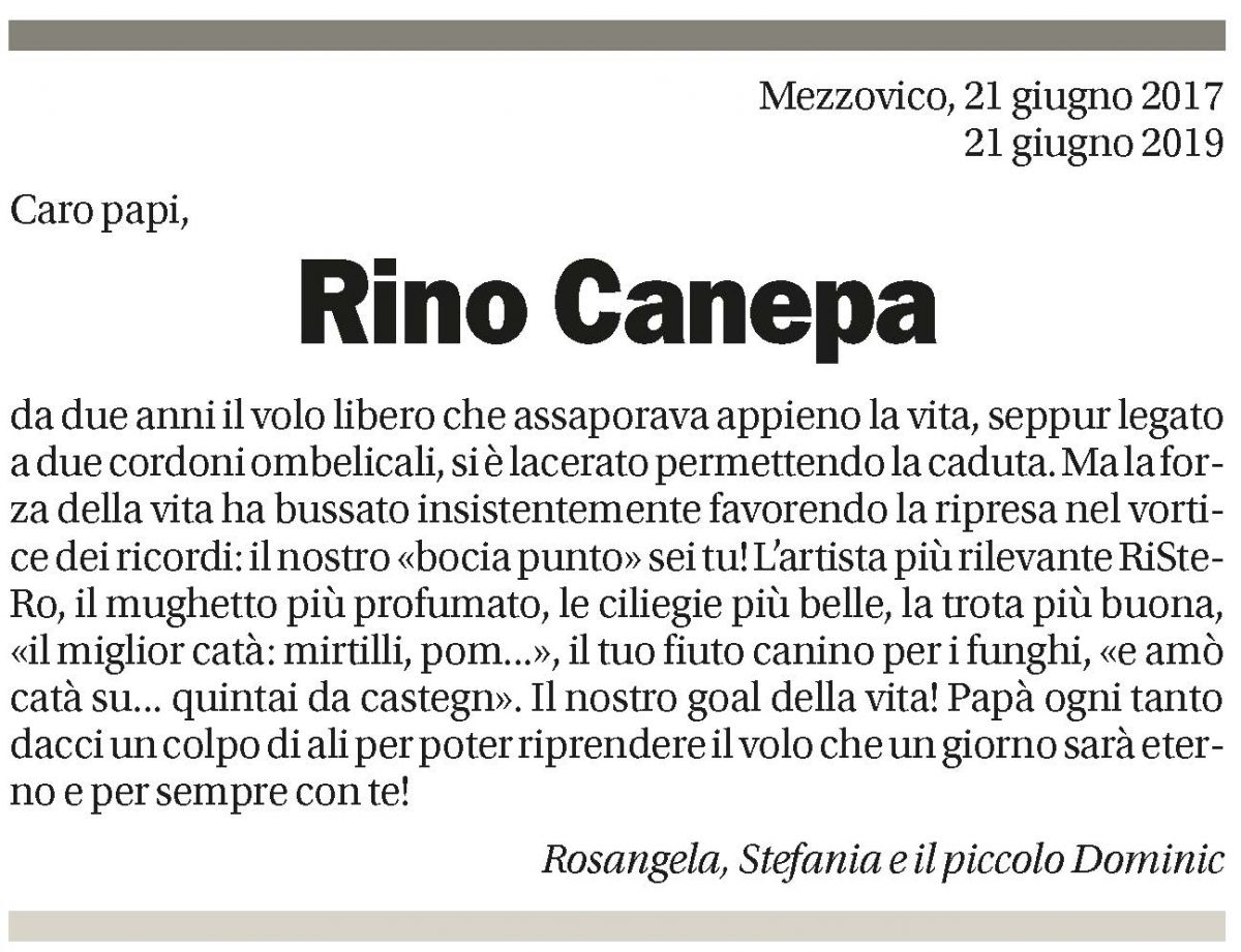 Annuncio funebre Rino Canepa