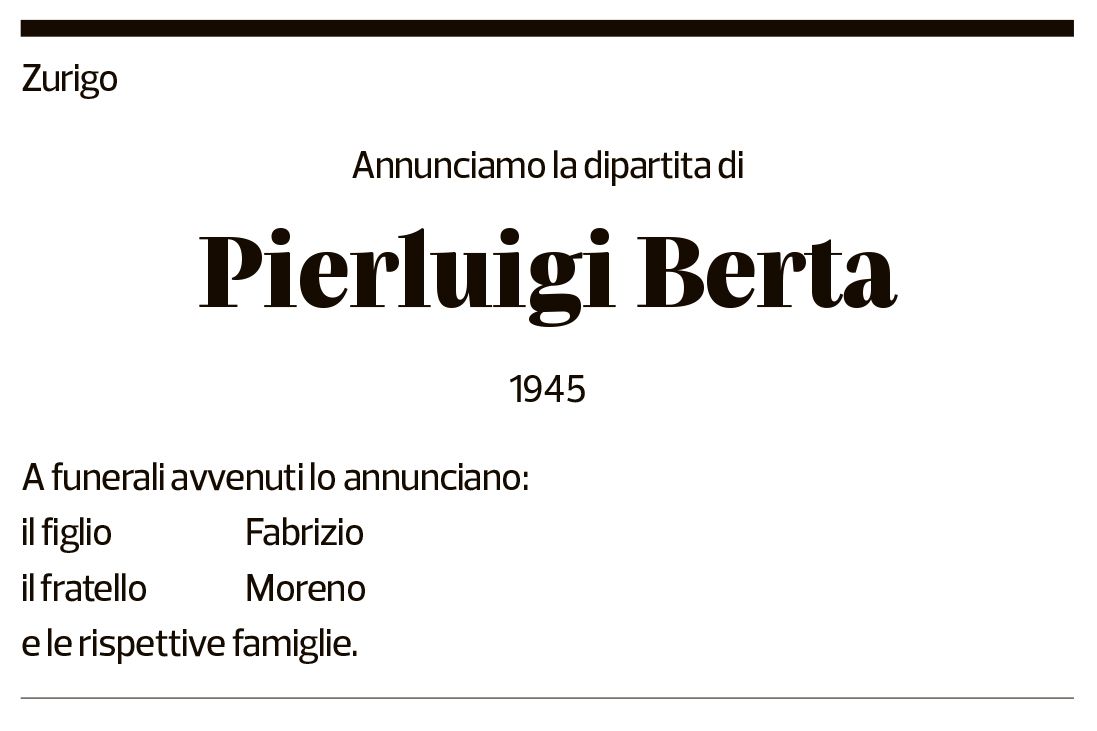 Annuncio funebre Pierluigi Berta