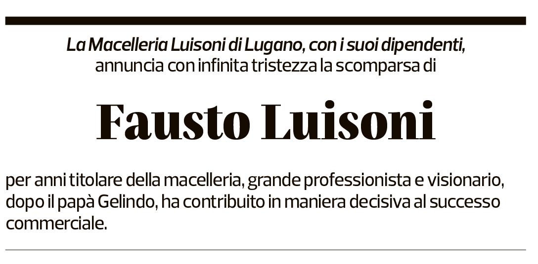 Annuncio funebre Fausto Luisoni