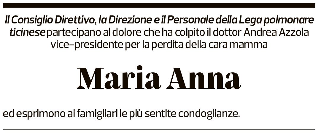 Annuncio funebre Maria Anna Azzola