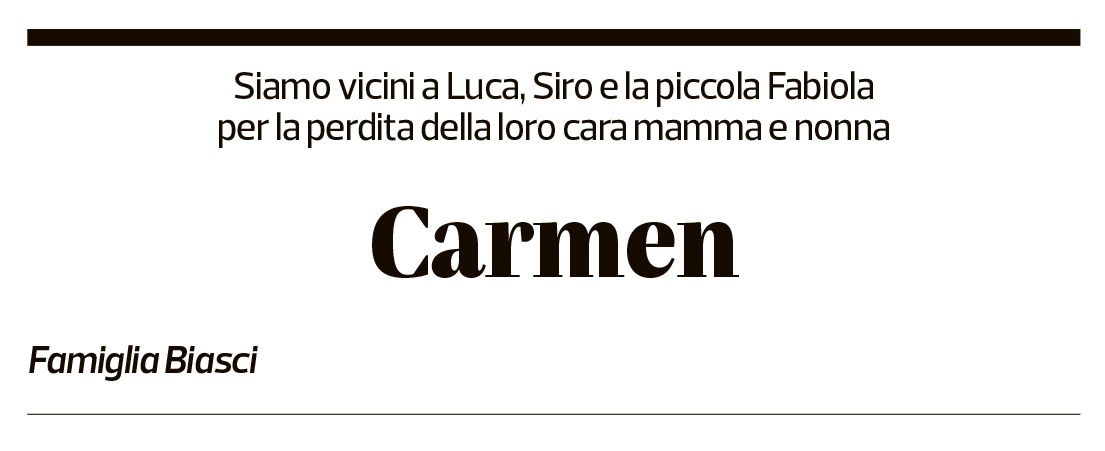 Annuncio funebre Carmen Bettosini