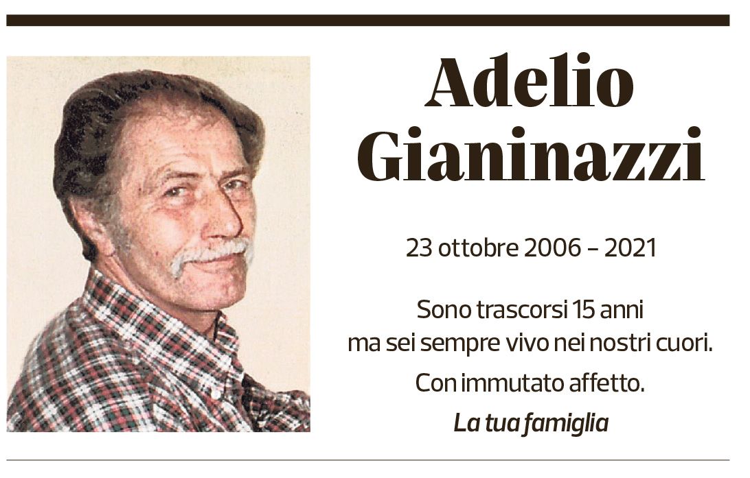 Annuncio funebre Adelio Gianinazzi