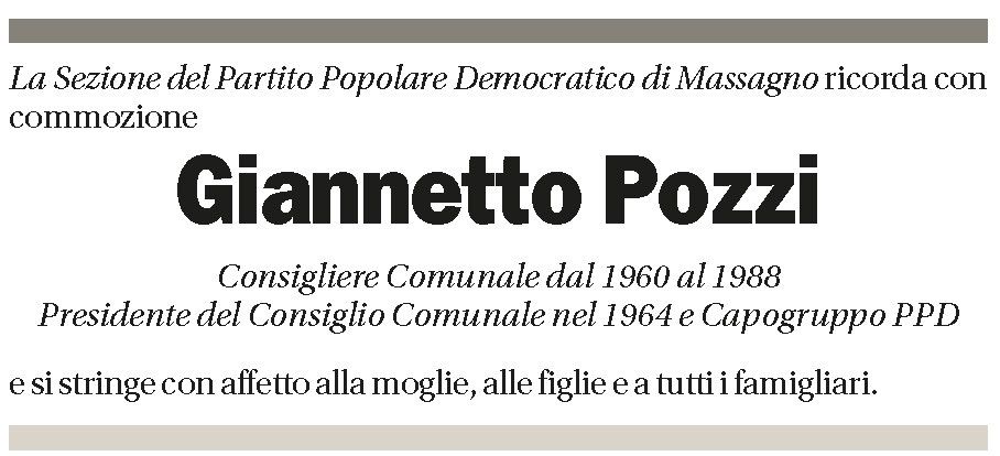 Annuncio funebre Giannetto Pozzi