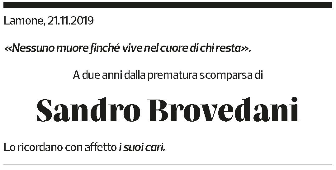 Annuncio funebre Sandro Brovedani