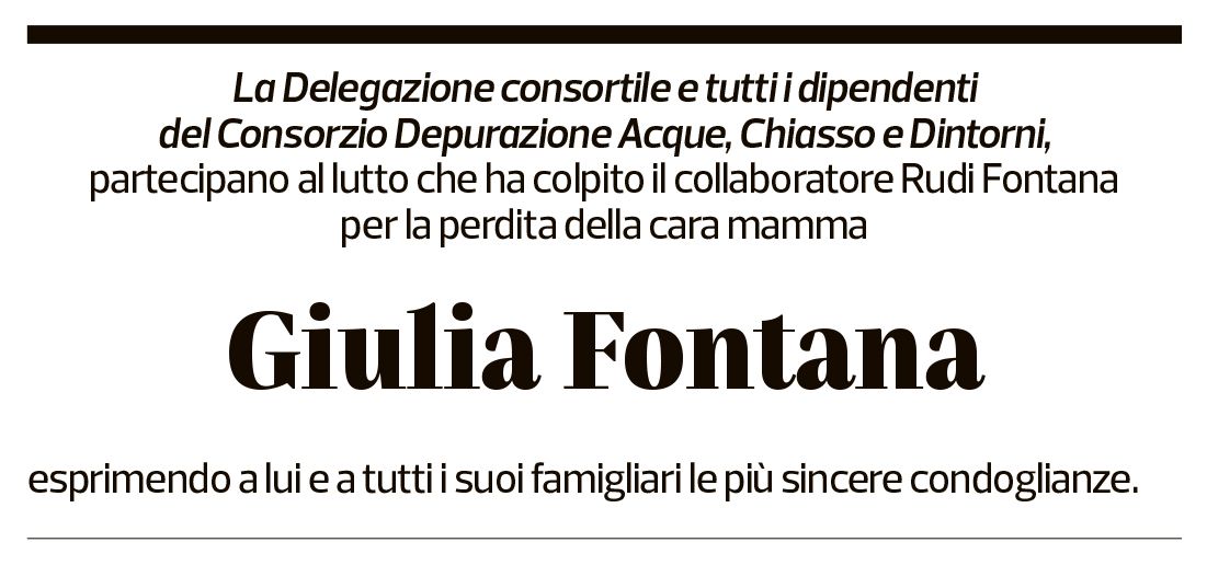 Annuncio funebre Giulia Fontana