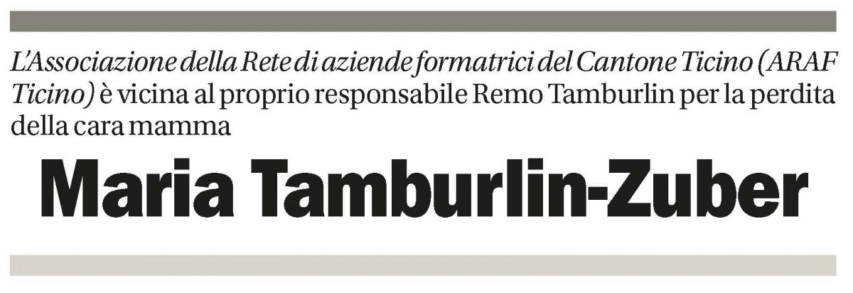 Annuncio funebre Maria Tamburlin-zuber