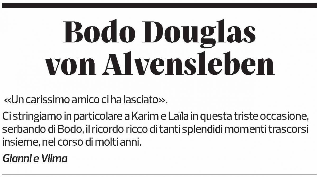 Annuncio funebre Bodo Douglas