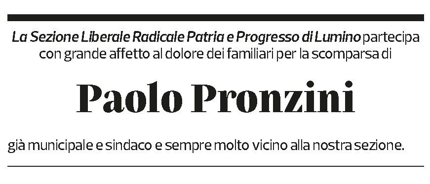 Annuncio funebre Paolo Pronzini
