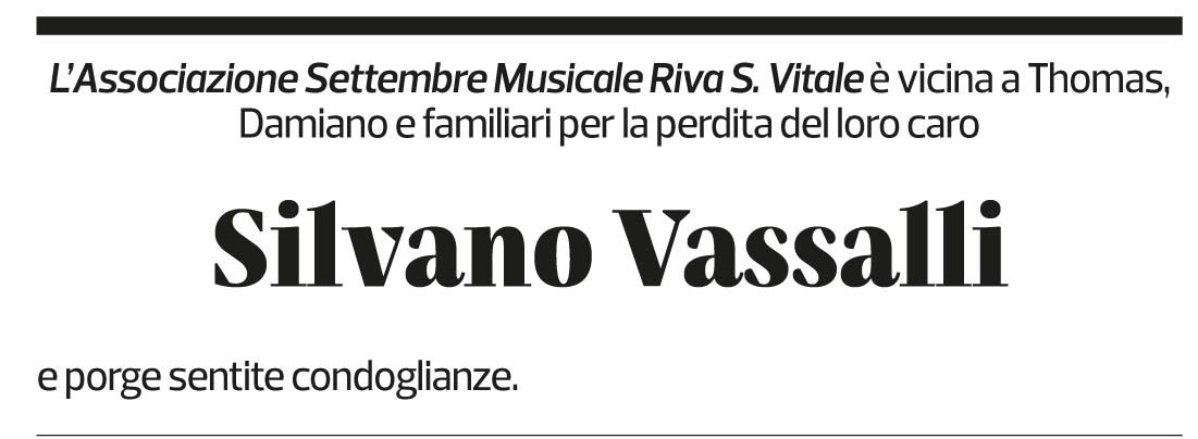 Annuncio funebre Silvano Vassalli