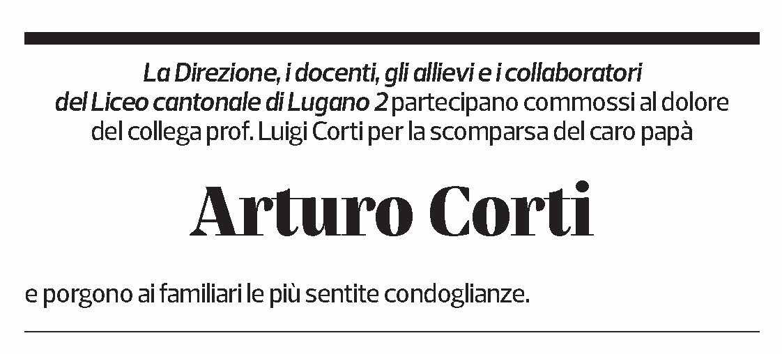 Annuncio funebre Arturo Corti