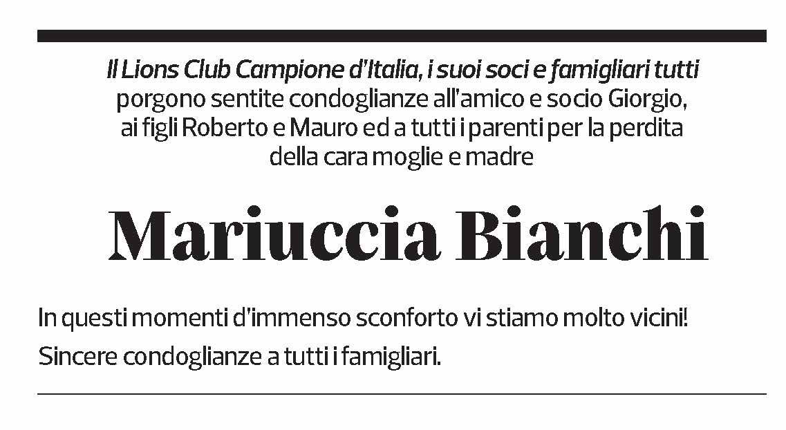 Annuncio funebre Mariuccia Bianchi