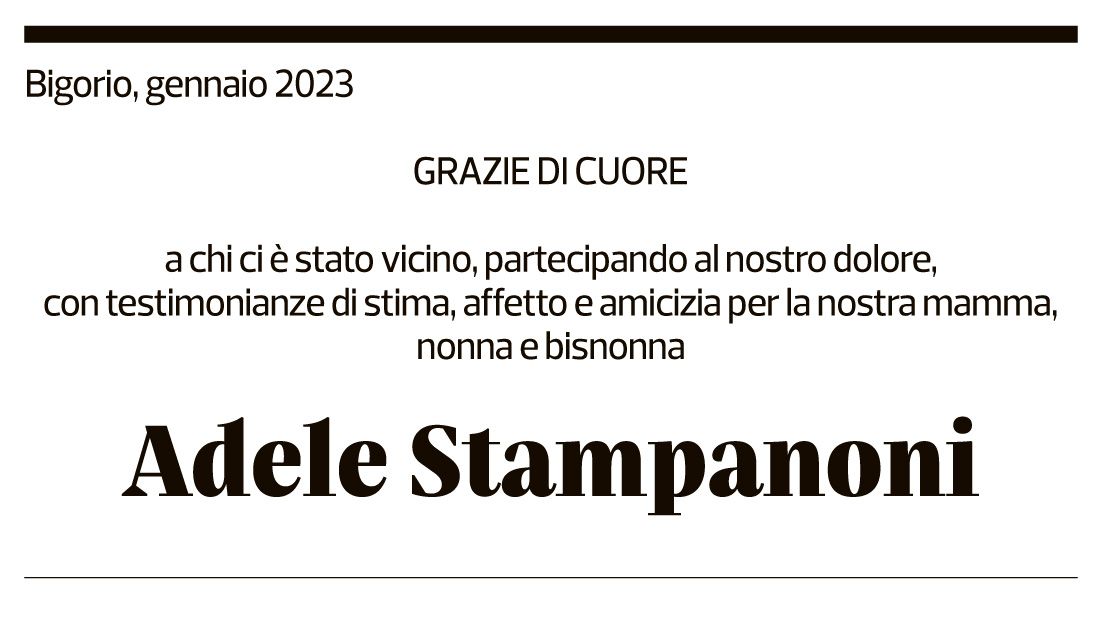 Annuncio funebre Adele Stampanoni