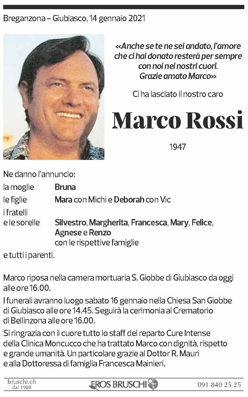 Annuncio funebre Marco Rossi