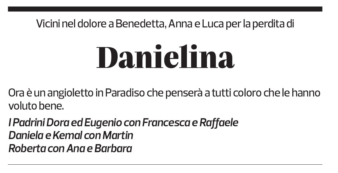 Annuncio funebre Danielina 