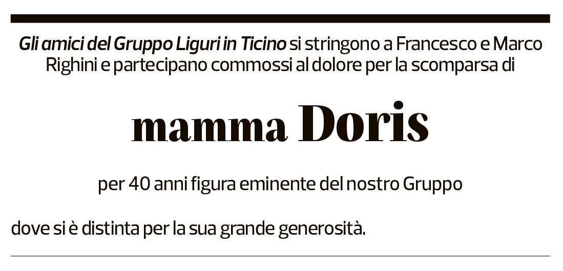 Annuncio funebre Doris Righini