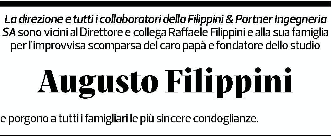 Annuncio funebre Augusto Filippini