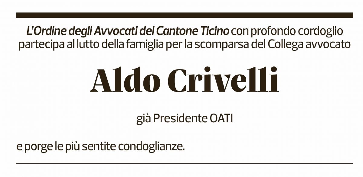 Annuncio funebre Aldo Crivelli