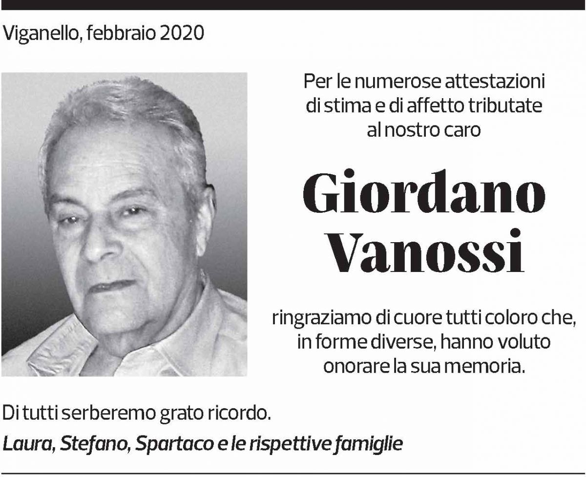 Annuncio funebre Giordano Vanossi