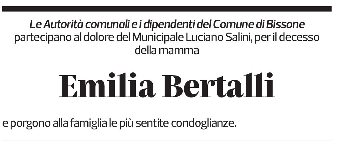 Annuncio funebre Emilia Bertalli