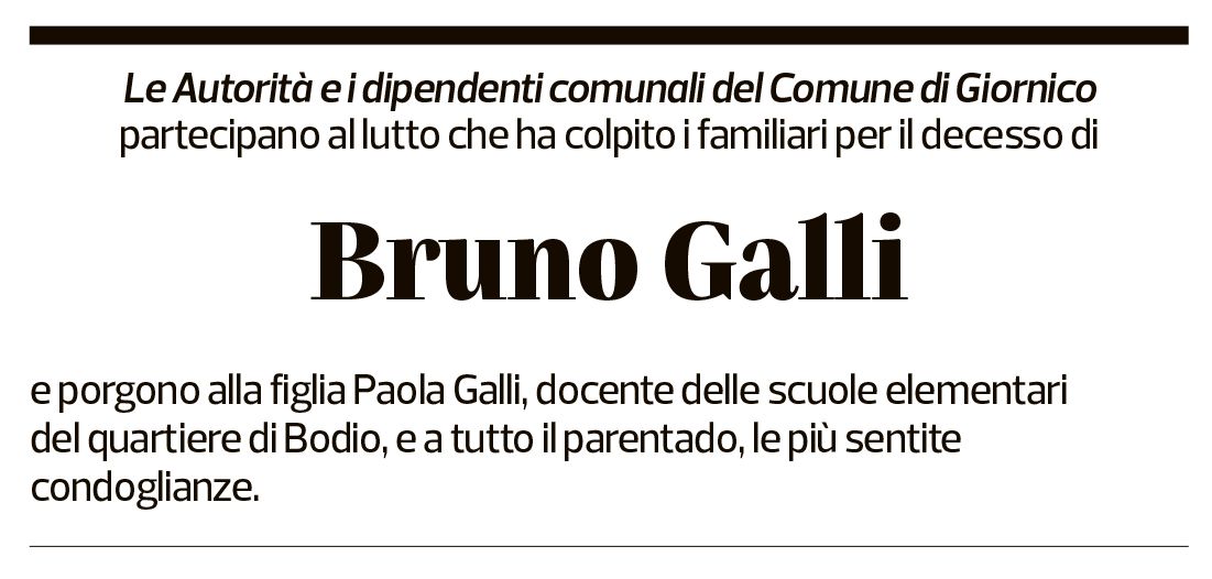 Annuncio funebre Bruno Galli