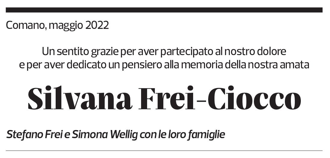 Annuncio funebre Silvana Frei-ciocco