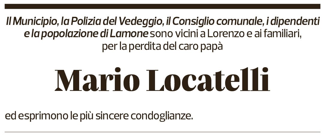 Annuncio funebre Mario Locatelli