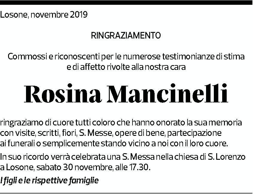Annuncio funebre Rosina Mancinelli