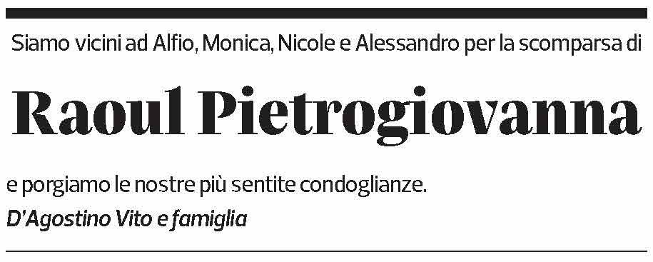 Annuncio funebre Raoul Pietrogiovanna