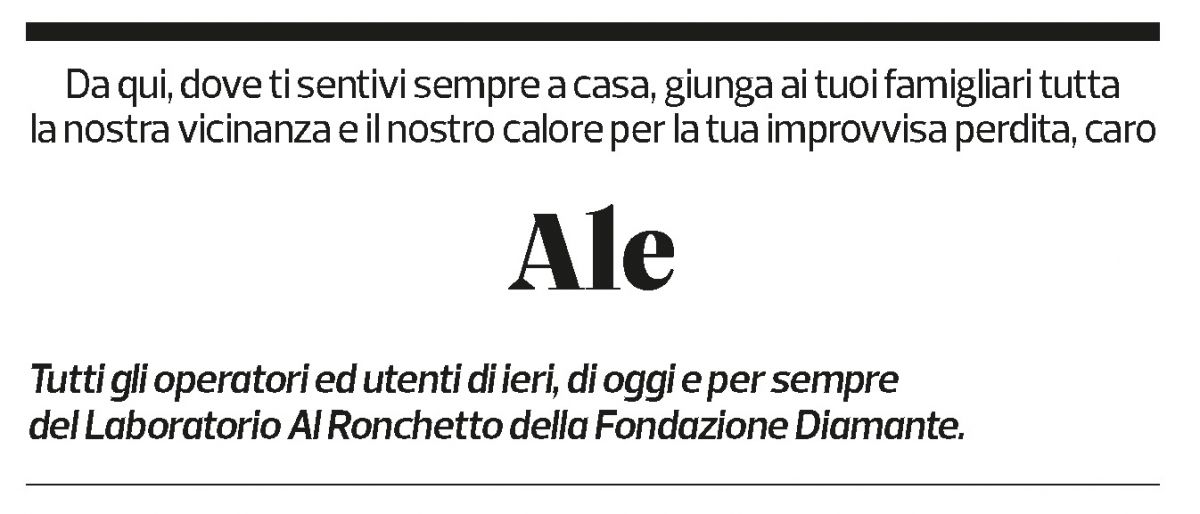 Annuncio funebre Alessandro Tschan