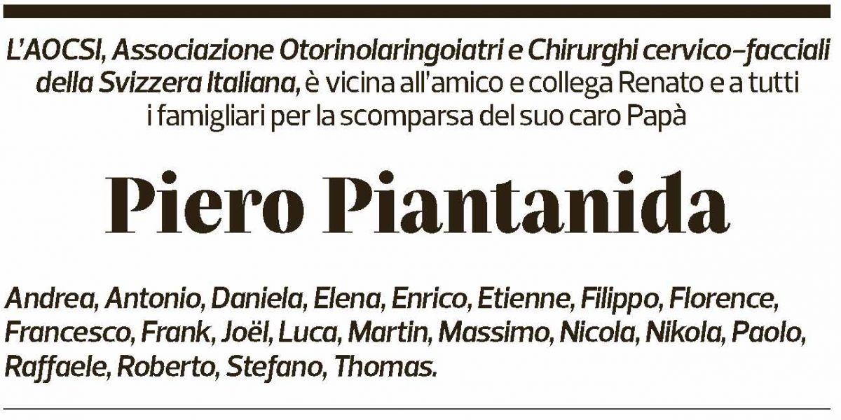 Annuncio funebre Piero Piantanida