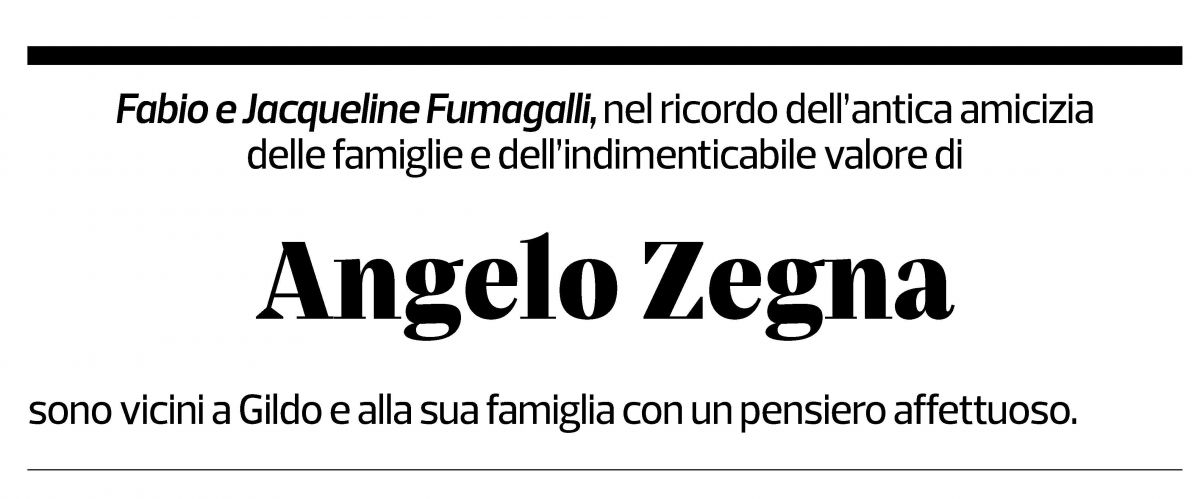 Annuncio funebre Angelo Zegna