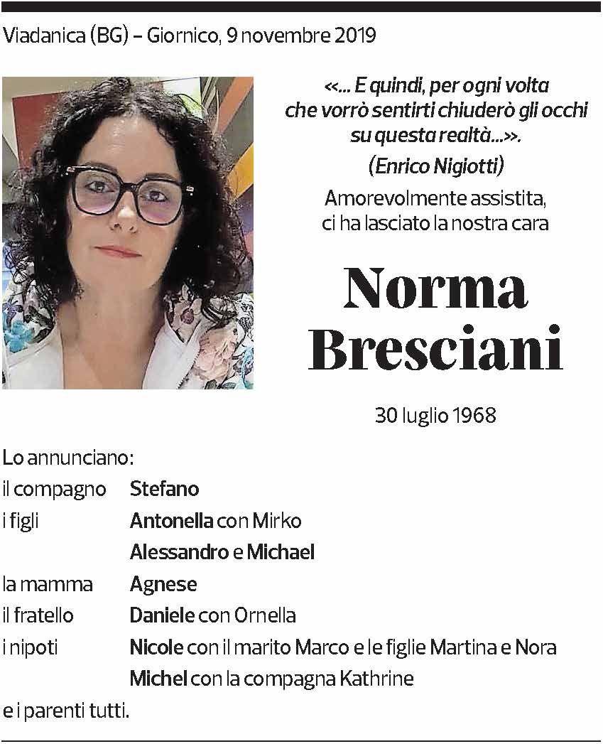 Annuncio funebre Norma Bresciani