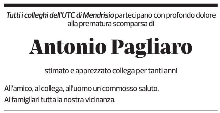 Annuncio funebre Antonio Pagliaro