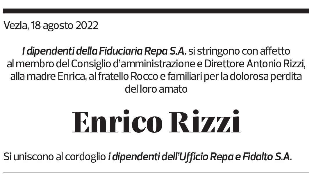 Annuncio funebre Enrico Rizzi