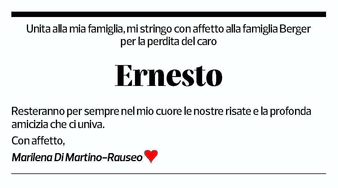 Annuncio funebre Ernesto Berger